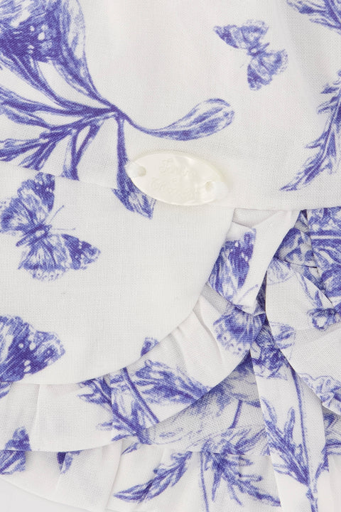 Bob- Blu cotone stampato d'ispirazione toile de jouy - Image principale