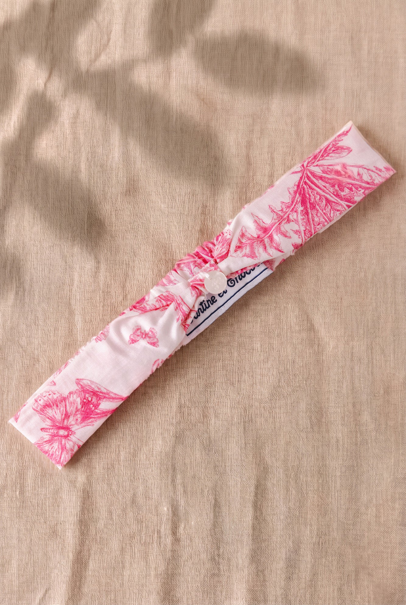Bandeau - Rose coton imprimé inspiration toile de jouy