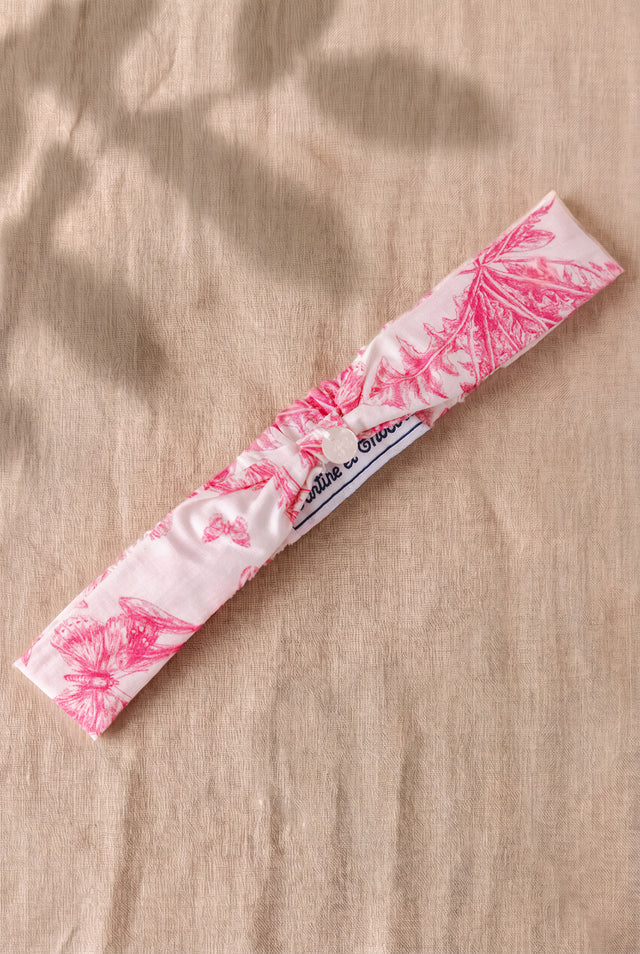 Bandeau - Rose coton imprimé inspiration toile de jouy - Image principale