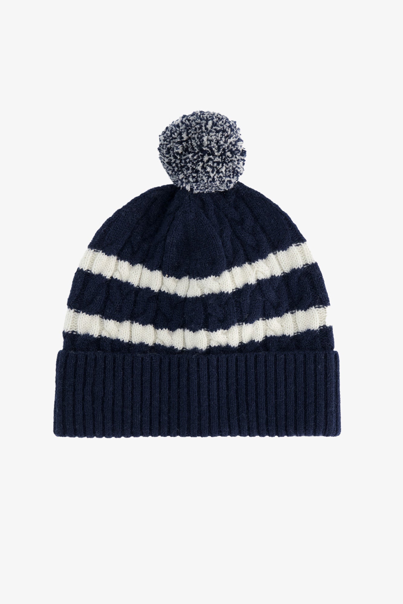 Gorro - Azul marino Lana Punto acanalado Rayas
