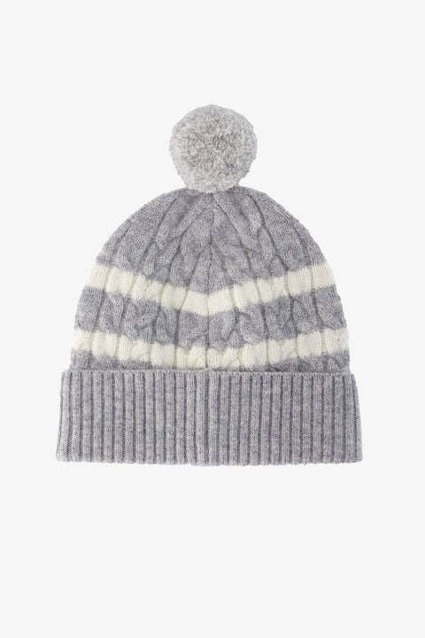 Gorro - Gris brezo Punto acanalado Rayas - Image principale