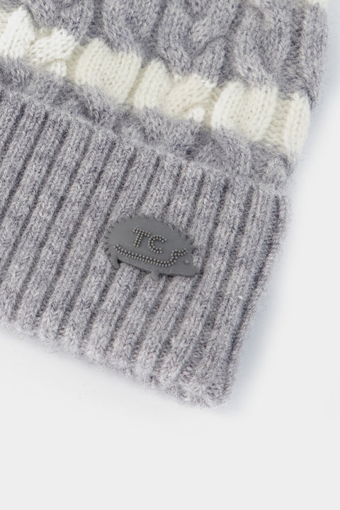 Gorro - Gris brezo Punto acanalado Rayas - Image principale