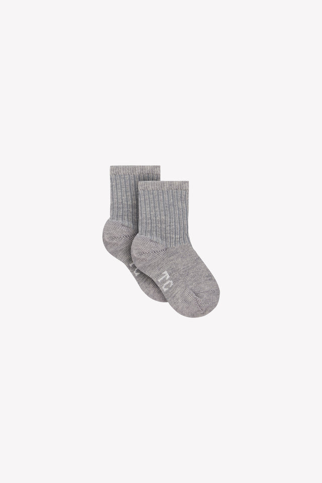 Calcetines - Gris jaspeado de algodón acanalado - Image principale