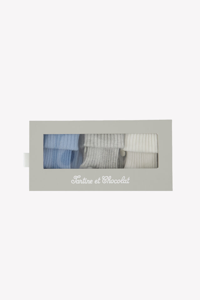 Kit chaussette - Bleu grisé coton - Image principale