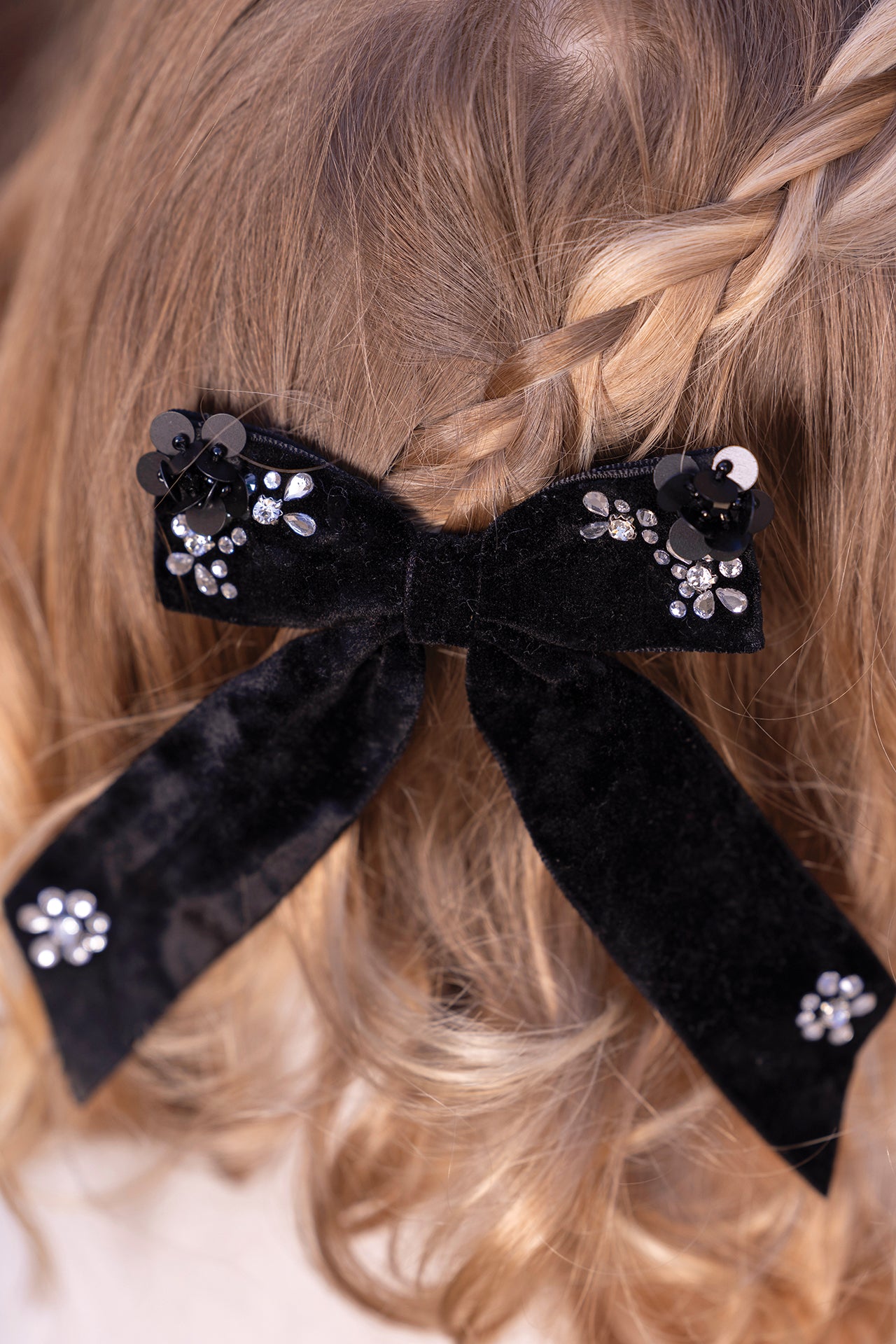 Barrette - Noir velours sequins
