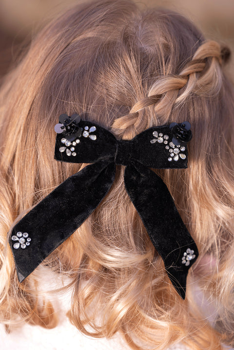 Barrette - Noir velours sequins - Image principale
