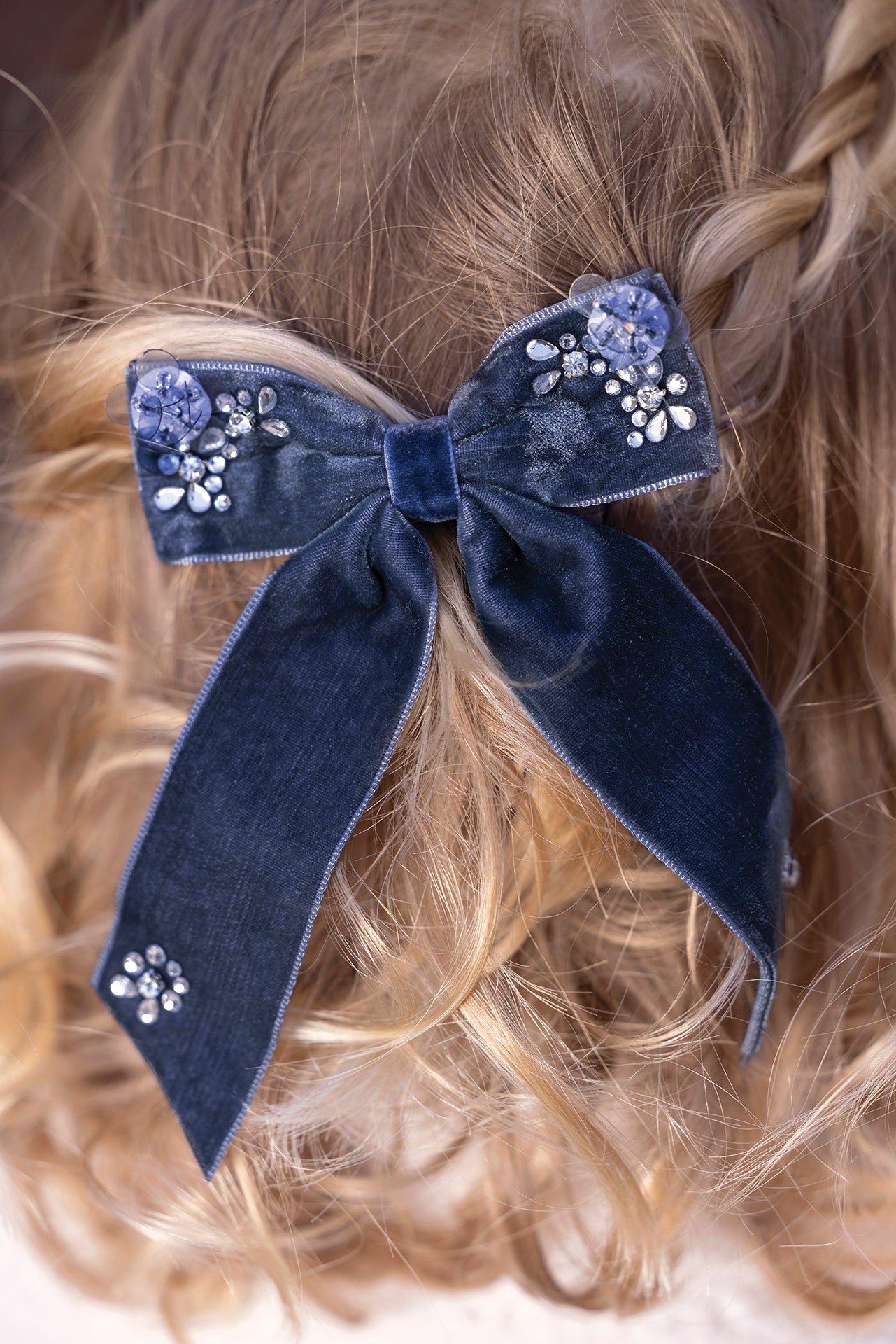 Barrette - Marine velours sequins