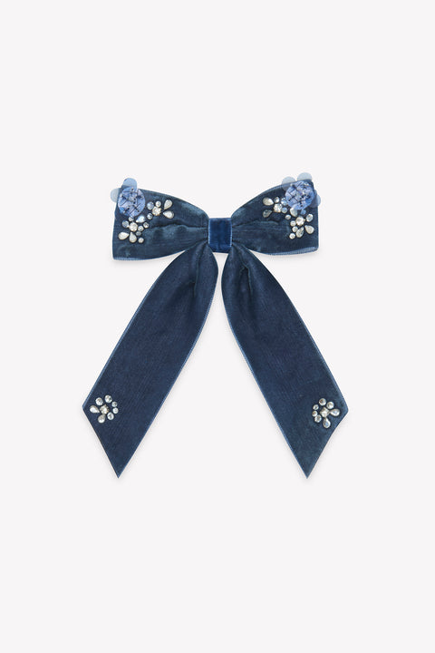 Barrette - Marine velours sequins - Image principale