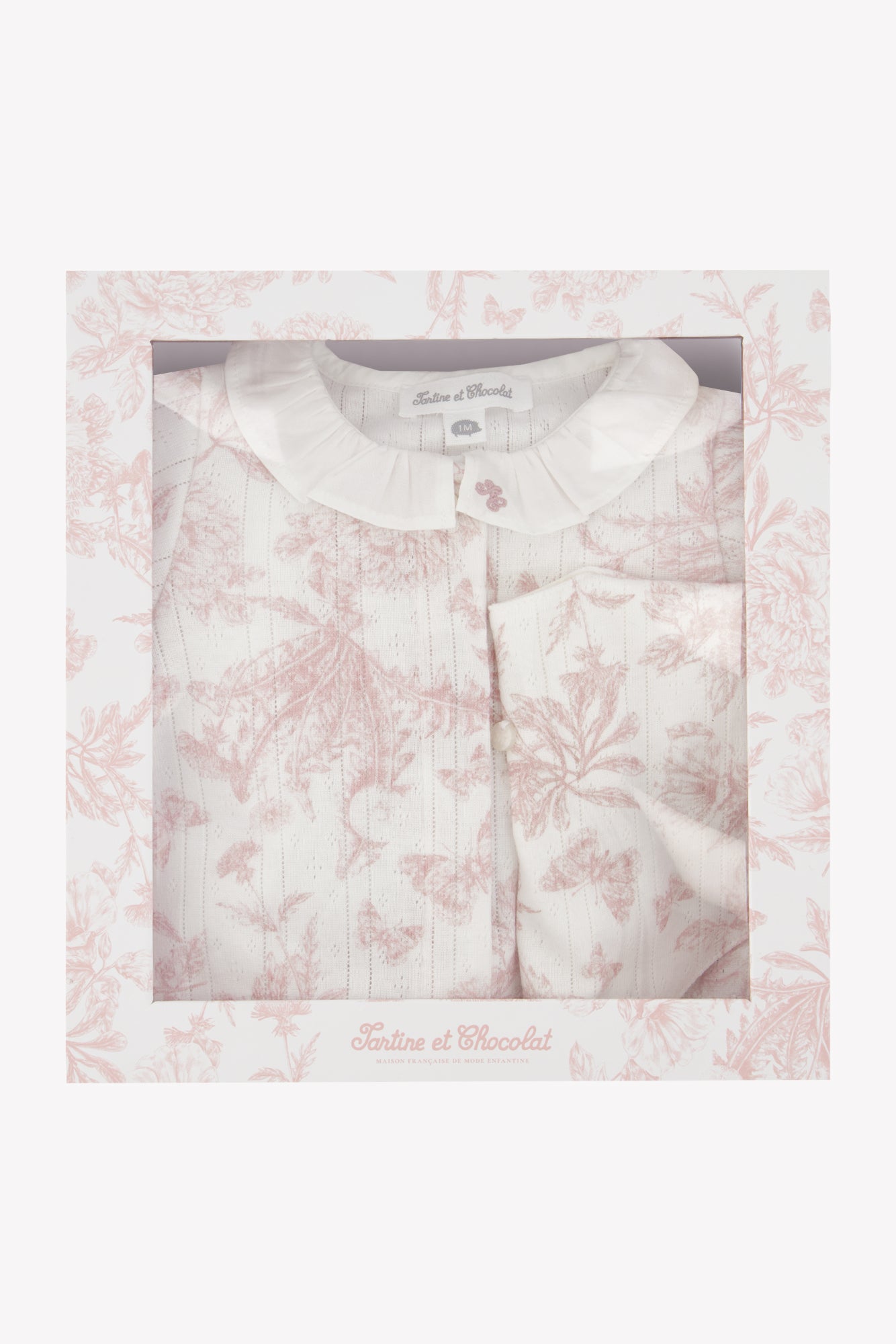 Coffret - Blush pyjama et bavoir toile de jouy