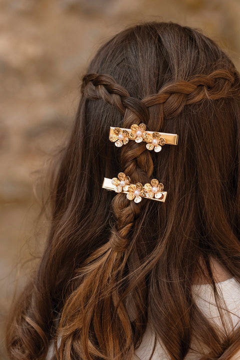 Hair slide - Gold flowers - Image principale