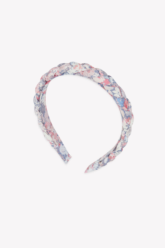 Serre-tête - Gris chiné coton imprimé liberty tresse - Image principale
