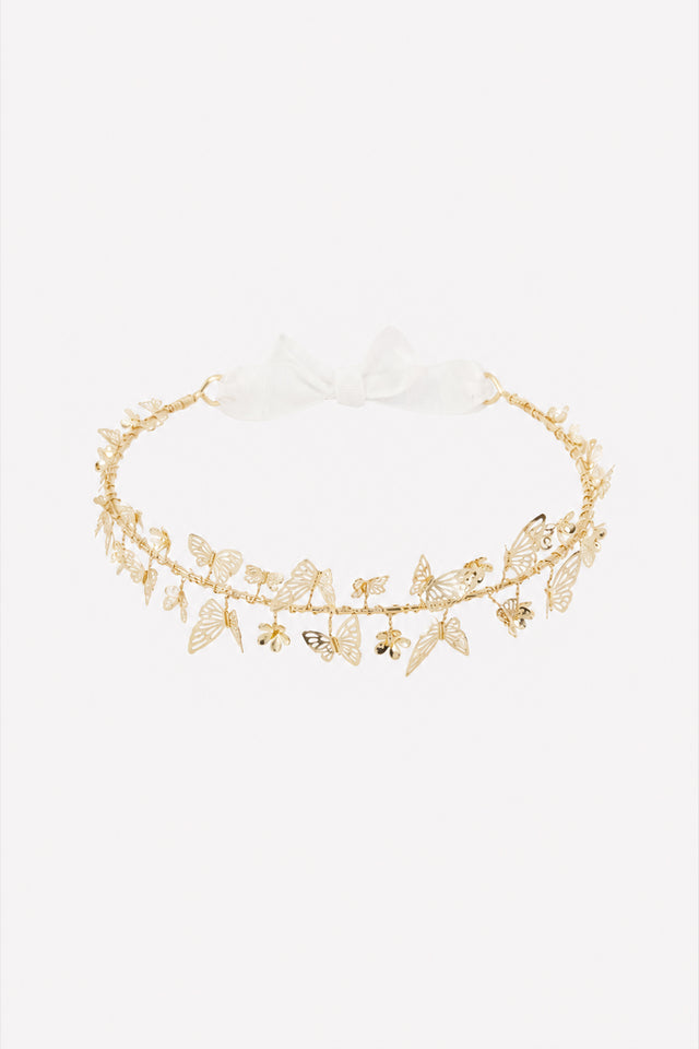 Diadema - Algodón dorado Estampado Liberty trenza - Image principale