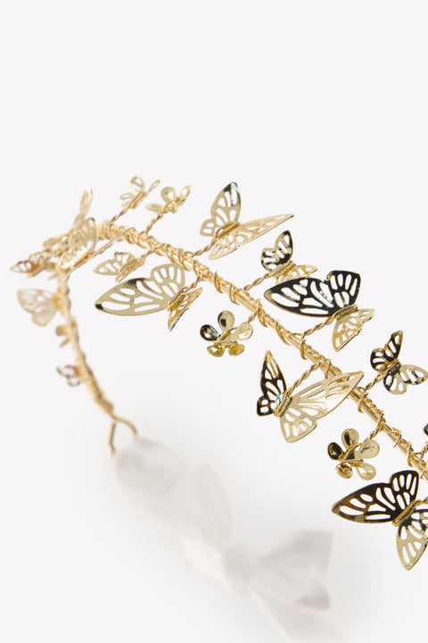 Diadema - Algodón dorado Estampado Liberty trenza - Image principale
