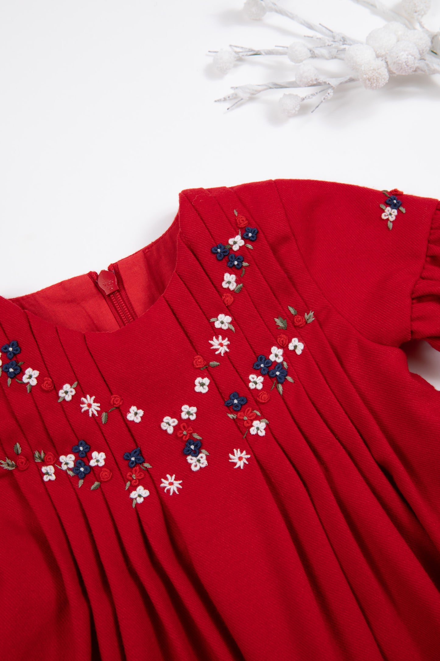 Vestito - Rosso flanella Ricamatoth