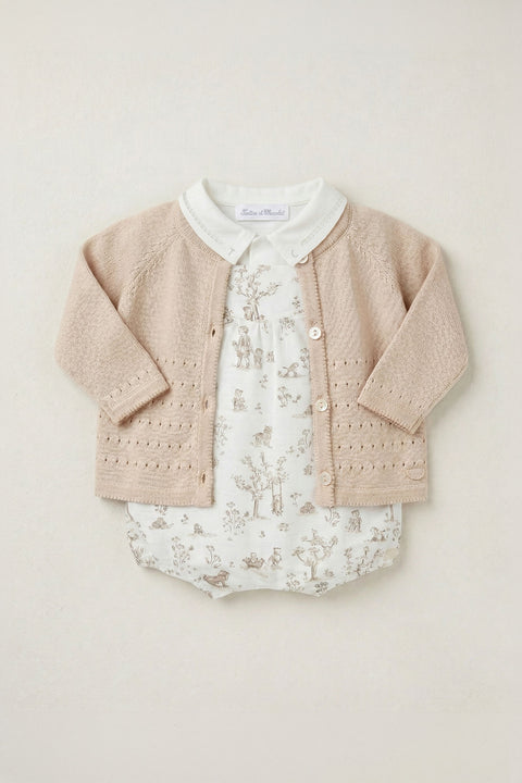 Hesje - Beige gemêleerd ajourkatoen - Image principale