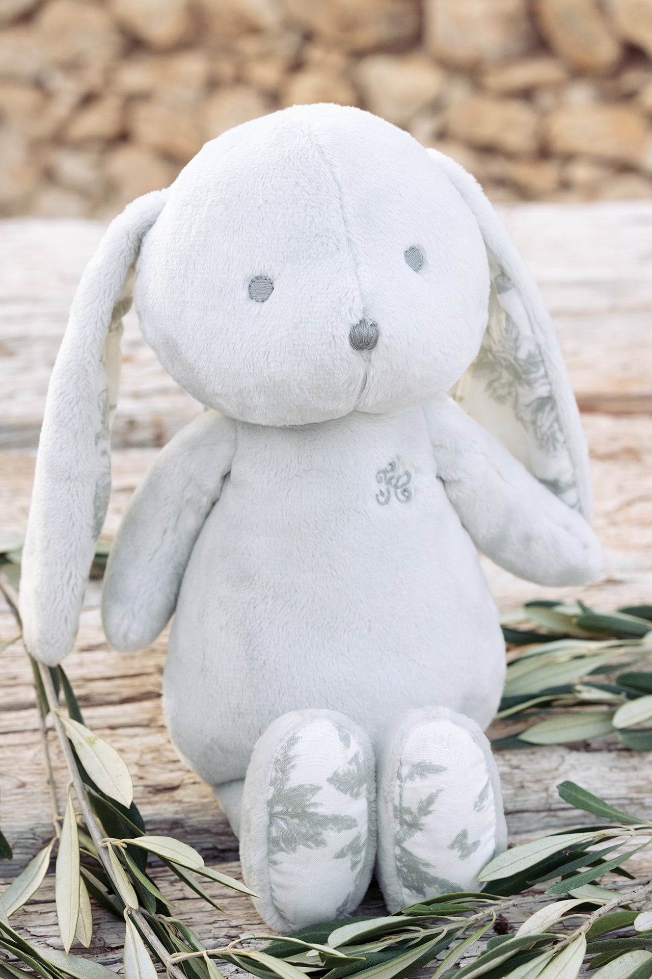 Augustin the rabbit - Toile de Jouy Grey 25cm unisex