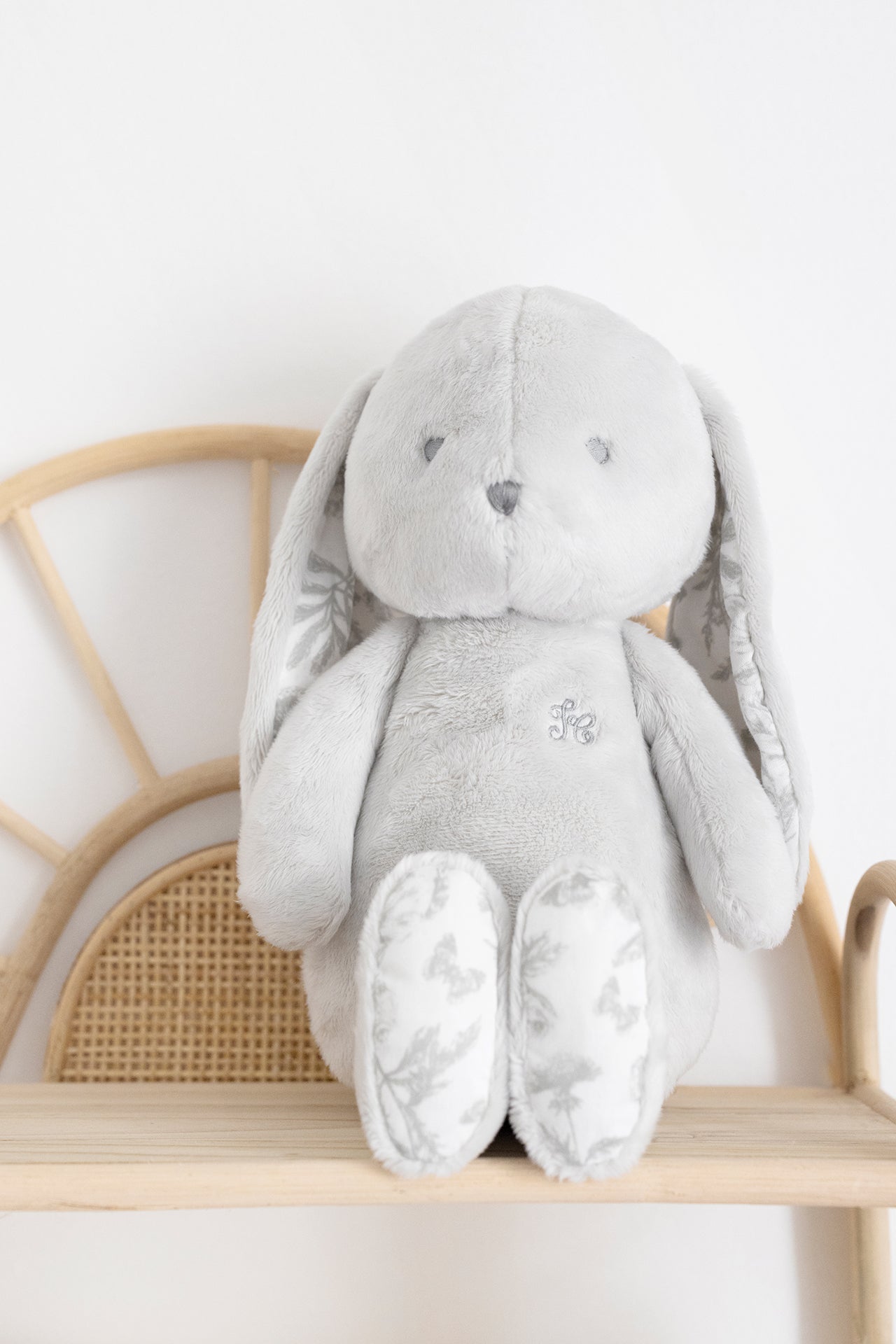 Augustin the rabbit - Toile de Jouy Grey 25cm unisex