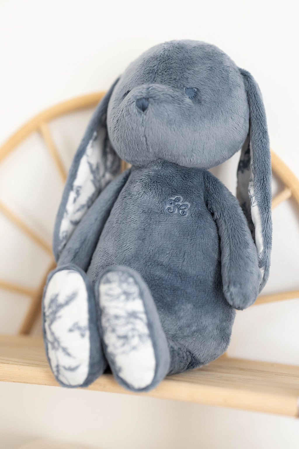 Augustin the rabbit - Toile de Jouy Blue 25cm