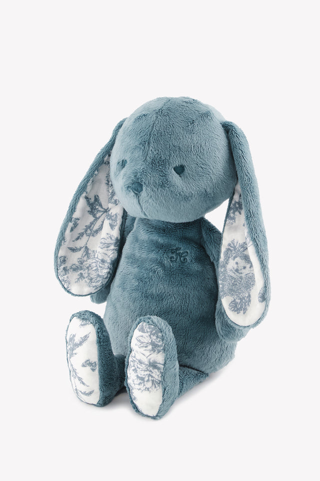 Augustin le Lapin - Imprimé inspiration Toile de Jouy bleu 25cm - Image principale