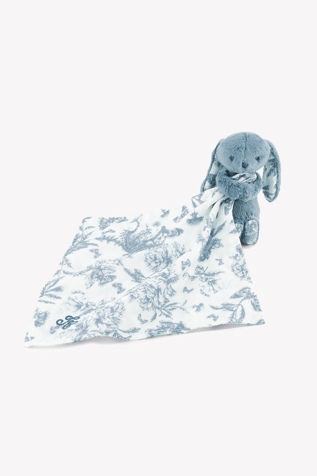 Augustin le Lapin - Doudou imprimé inspiration Toile de Jouy bleu - Image principale