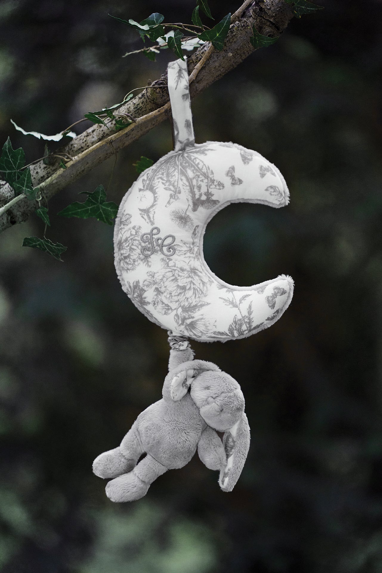 Augustin le Lapin musical - Toile de Jouy gris mixte | Tartine et Chocolat