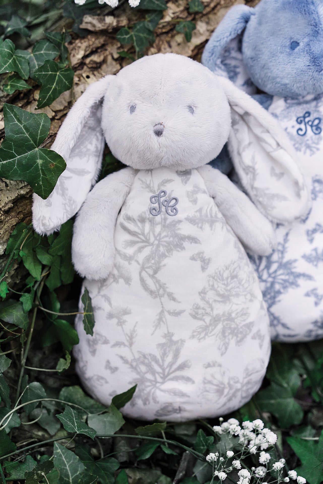 Augustin le Lapin veilleuse musicale - Imprimé Toile de Jouy gris mixte | Tartine et Chocolat