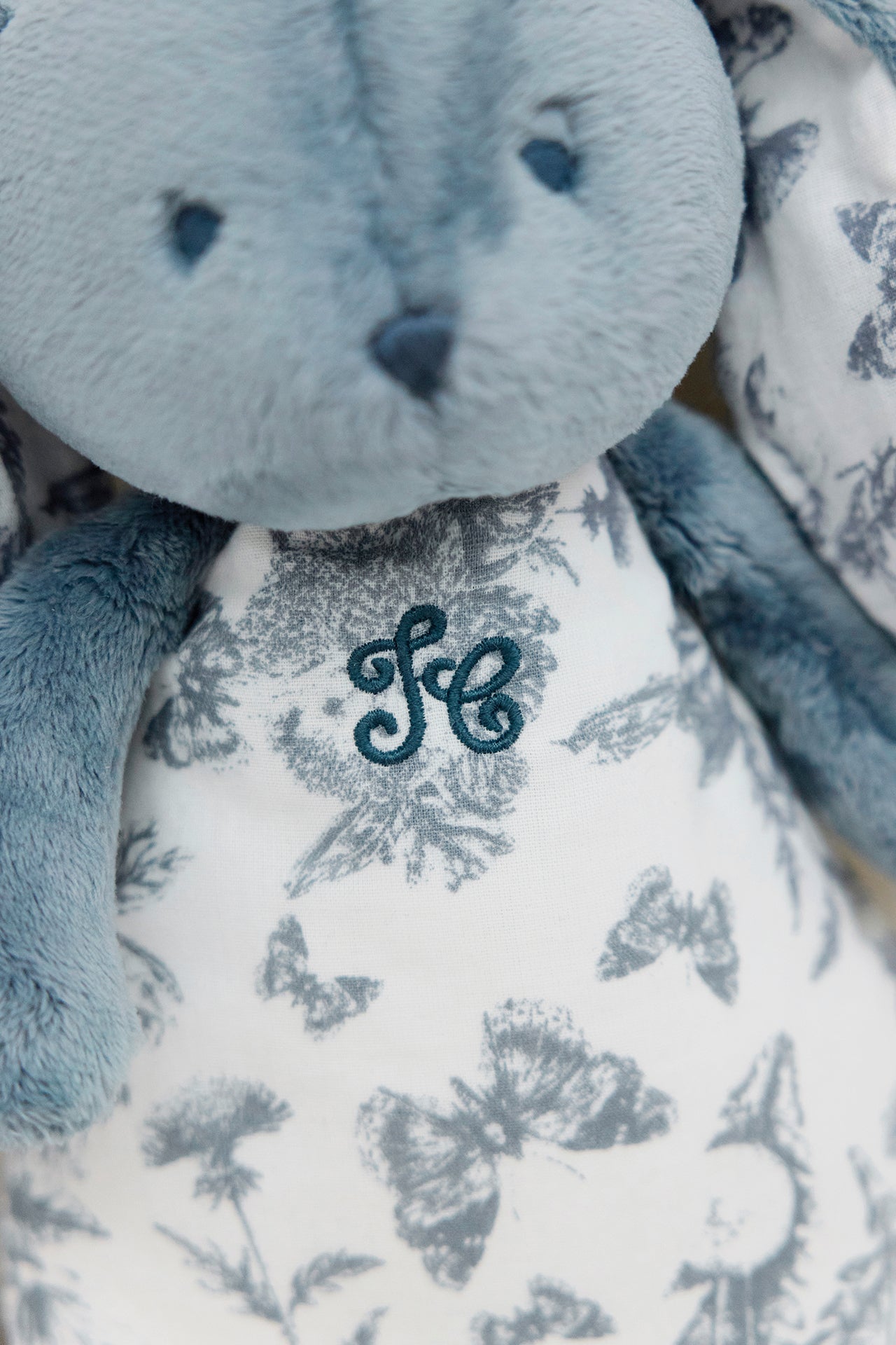 Augustin le Lapin veilleuse musicale - Imprimé Toile de Jouy bleu