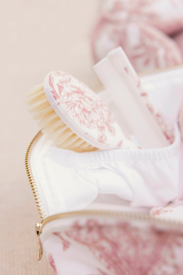 Brosse et peigne - Imprimé inspiration Toile de Jouy rose - Image principale