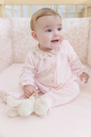 Pyjama - Velours rose pâle imprimé fleuri jardin hivernal