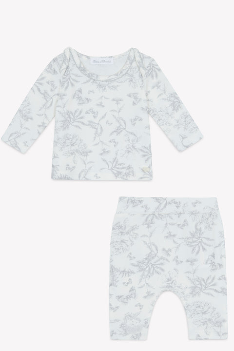 Pyjama deux pièces - Imprimé inspiration toile de jouy gris - Image principale