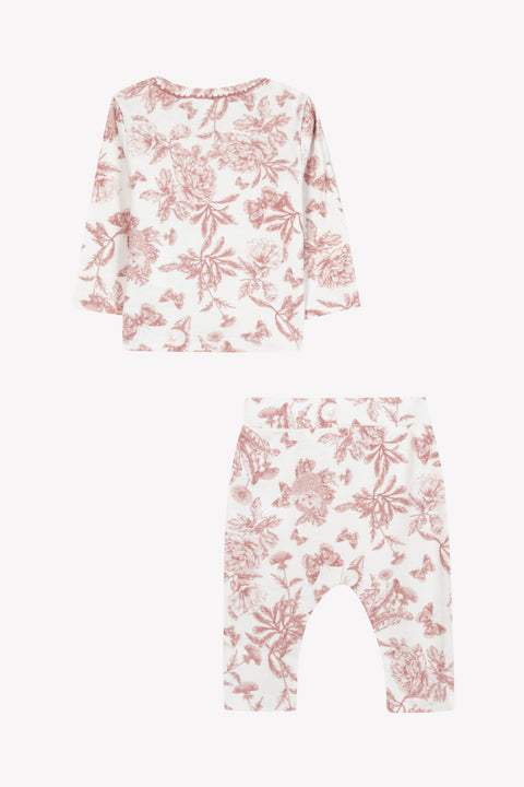 Pyjama 2 pièces - Imprimé inspiration Toile de Jouy rose - Image principale