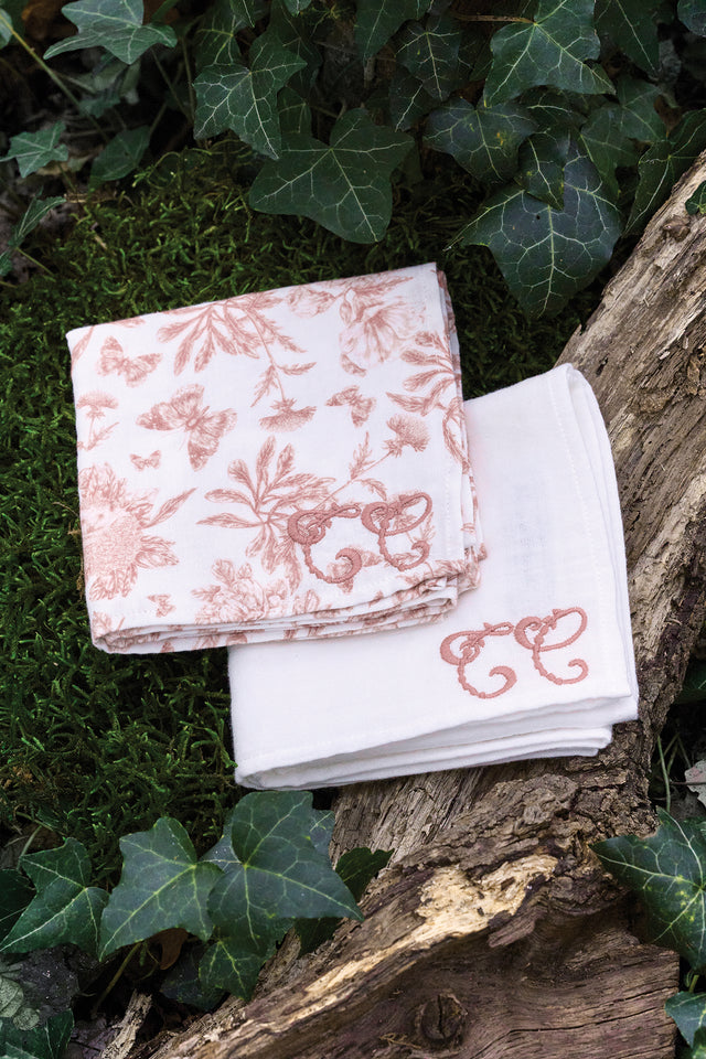 Set de 2 Langes - Imprimé inspiration Toile de Jouy rose - Image principale