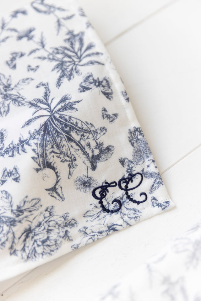 Maxi hydrofiele doek - Gedrukte Toile de Jouy-inspiratie blauw - Image principale