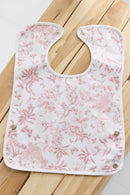 Babero lona revestida - Estampado inspiración Toile de Jouy Rosa