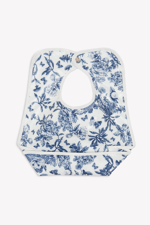 Bavoir toile enduite - Imprimé inspiration Toile de Jouy bleu - Image principale