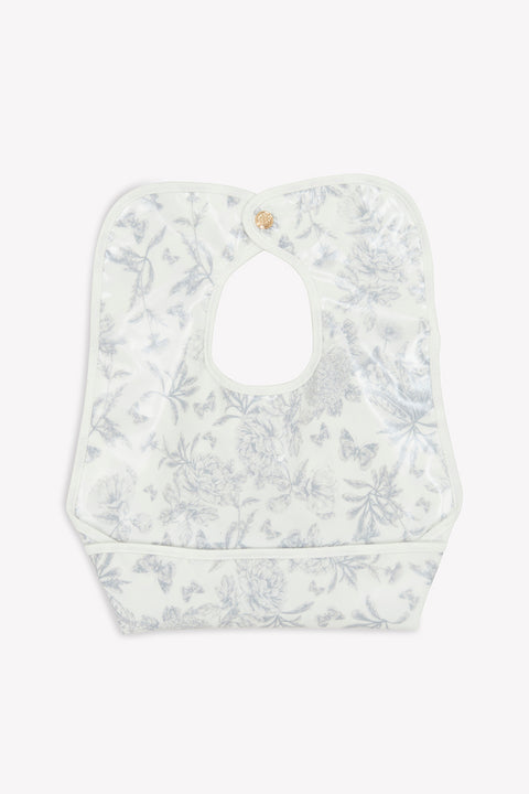 Bavoir toile enduite - Imprimé inspiration Toile de Jouy gris - Image principale