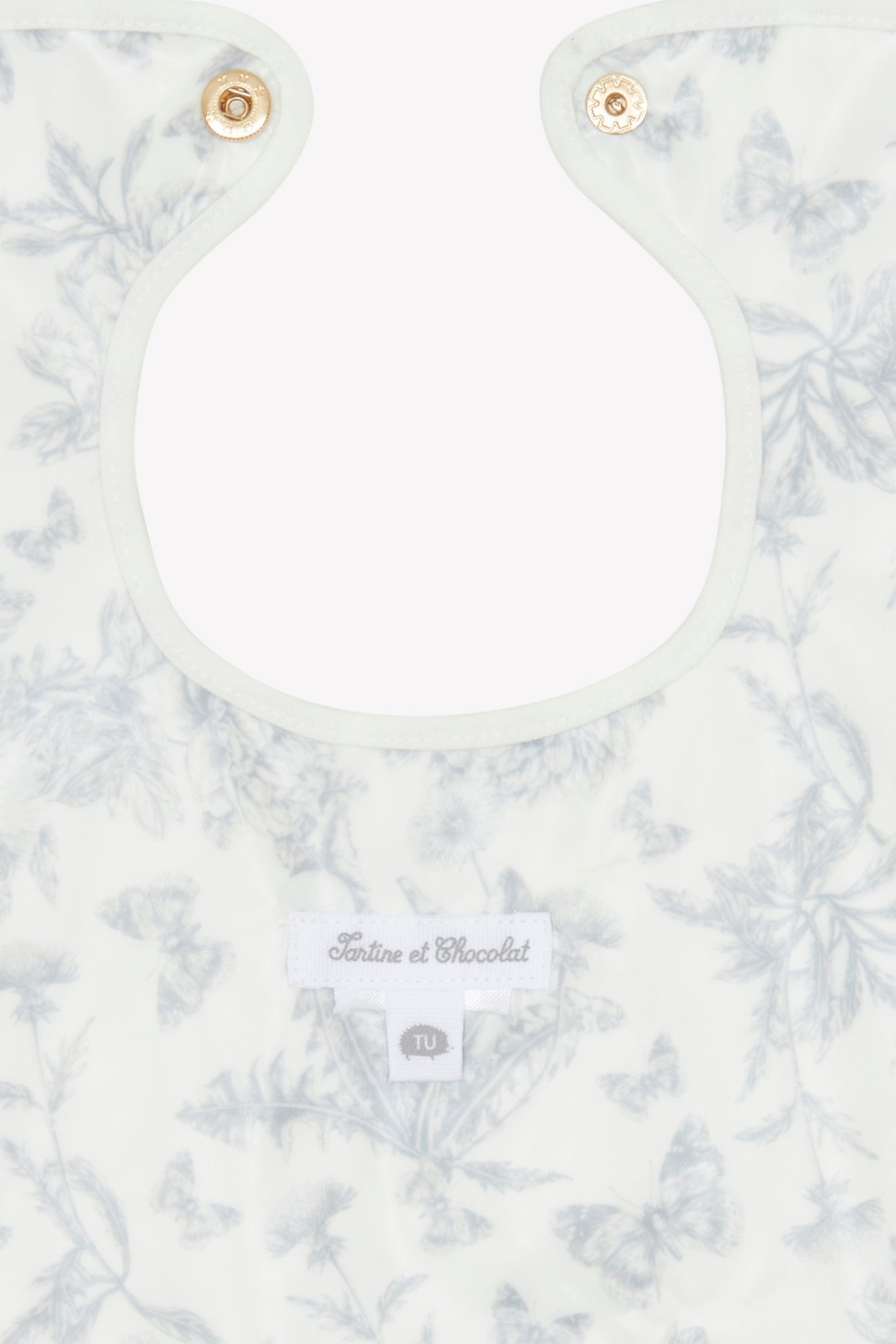 Bavoir toile enduite - Imprimé inspiration Toile de Jouy gris