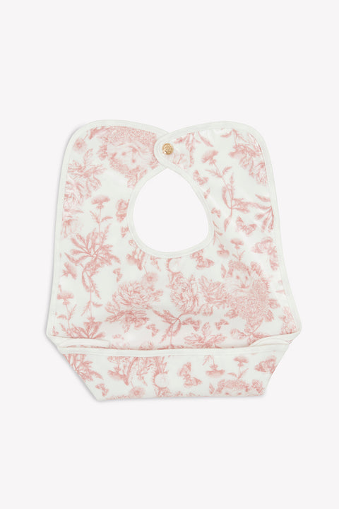 Bavoir toile enduite - Imprimé inspiration Toile de Jouy rose - Image principale