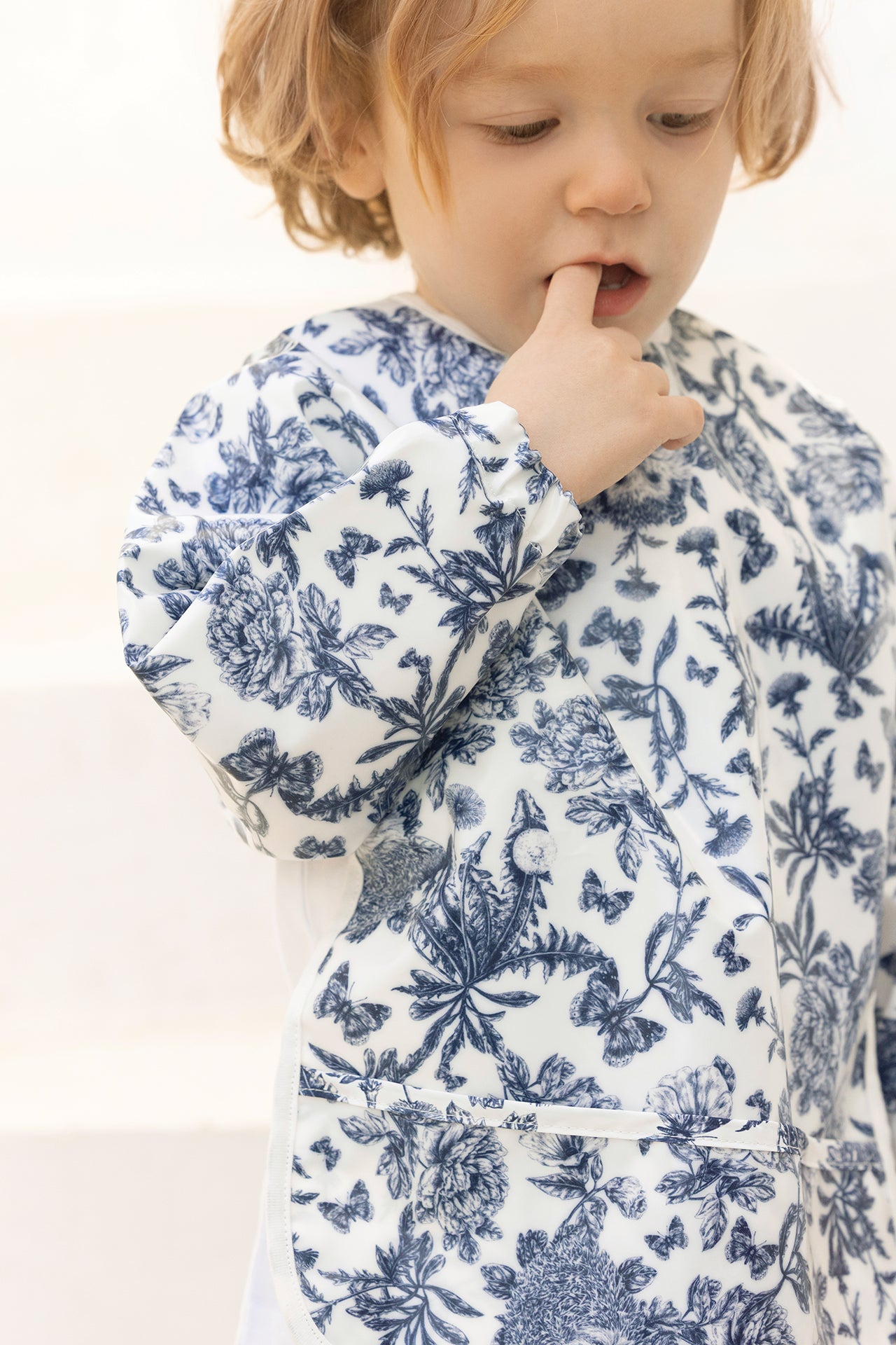 Babero con fundas de lona revestidas - Estampado inspiración Toile de Jouy Azul