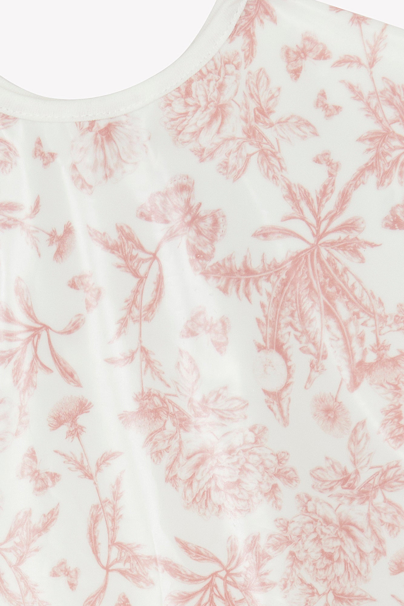 Bavoir à manches toile enduite - Imprimé inspiration Toile de Jouy rose