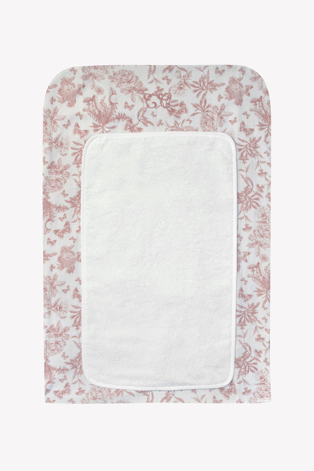 Housse de matelas à langer - Imprimé inspiration Toile de Jouy rose - Image principale
