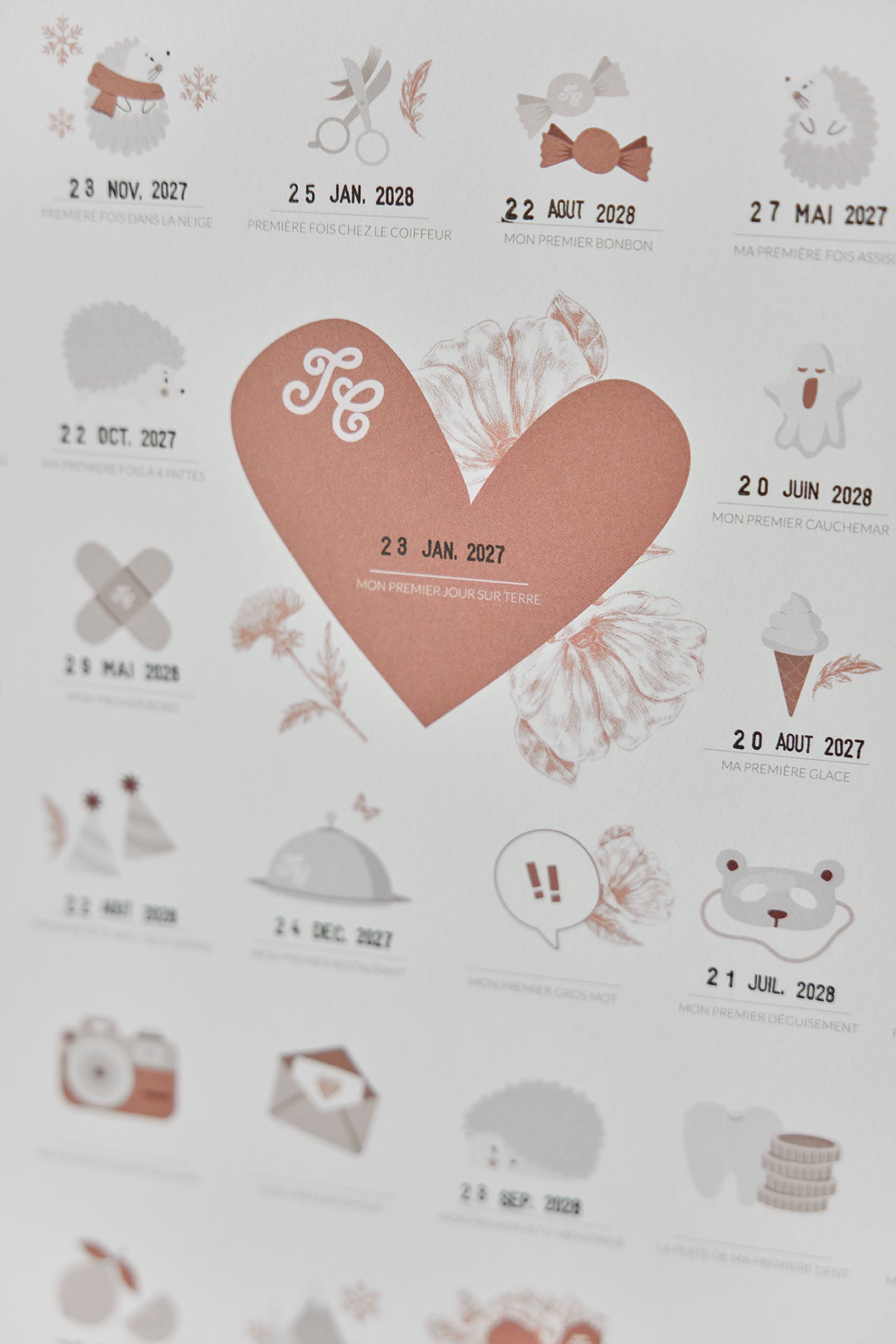 Poster stampato personalizzabile Toile de Jouy Rosa - Piccoli appuntamenti x Tartine et Chocolat