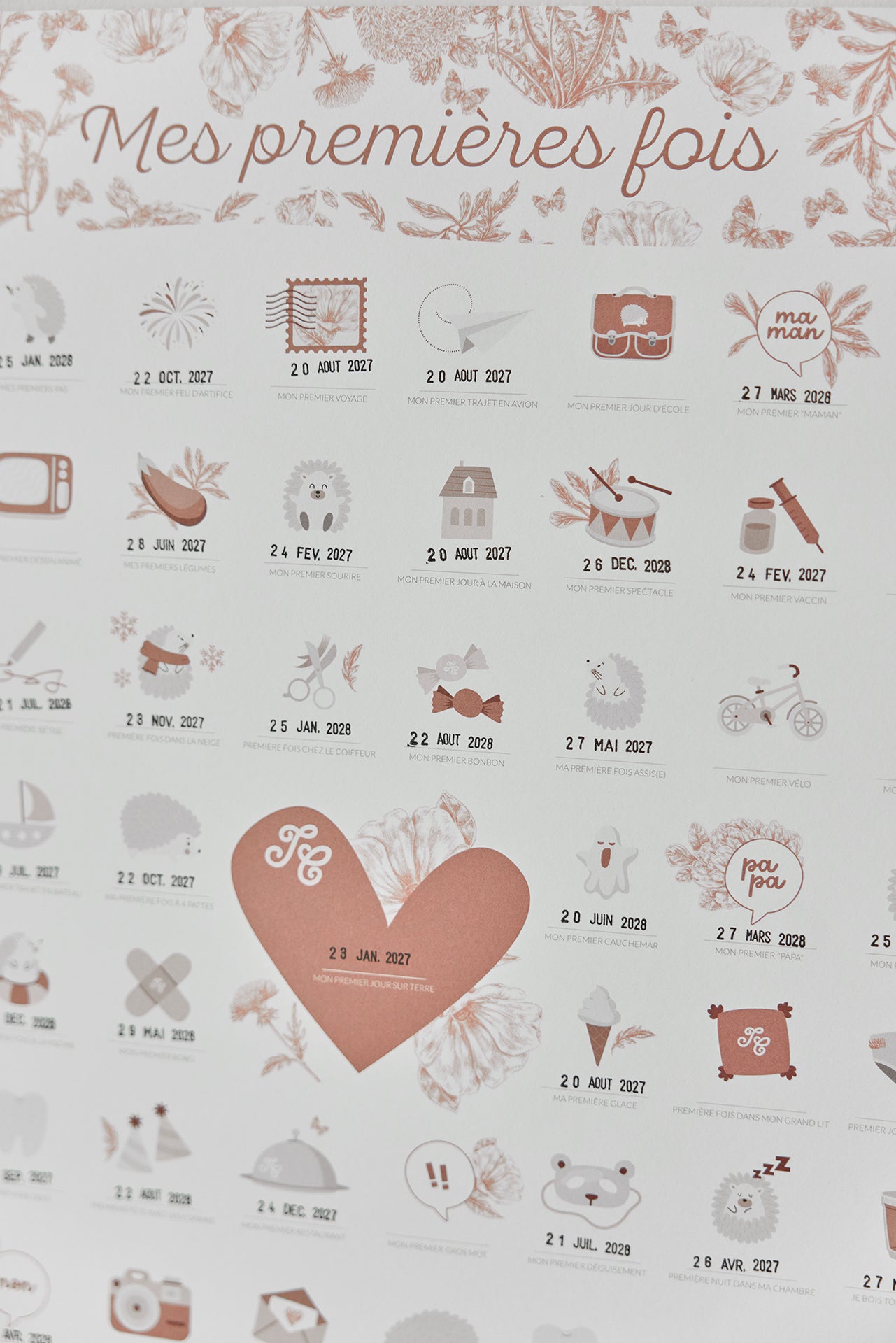 Poster stampato personalizzabile Toile de Jouy Rosa - Piccoli appuntamenti x Tartine et Chocolat