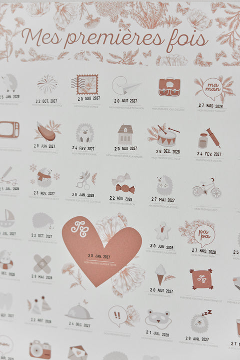 Poster stampato personalizzabile Toile de Jouy Rosa - Piccoli appuntamenti x Tartine et Chocolat - Image principale