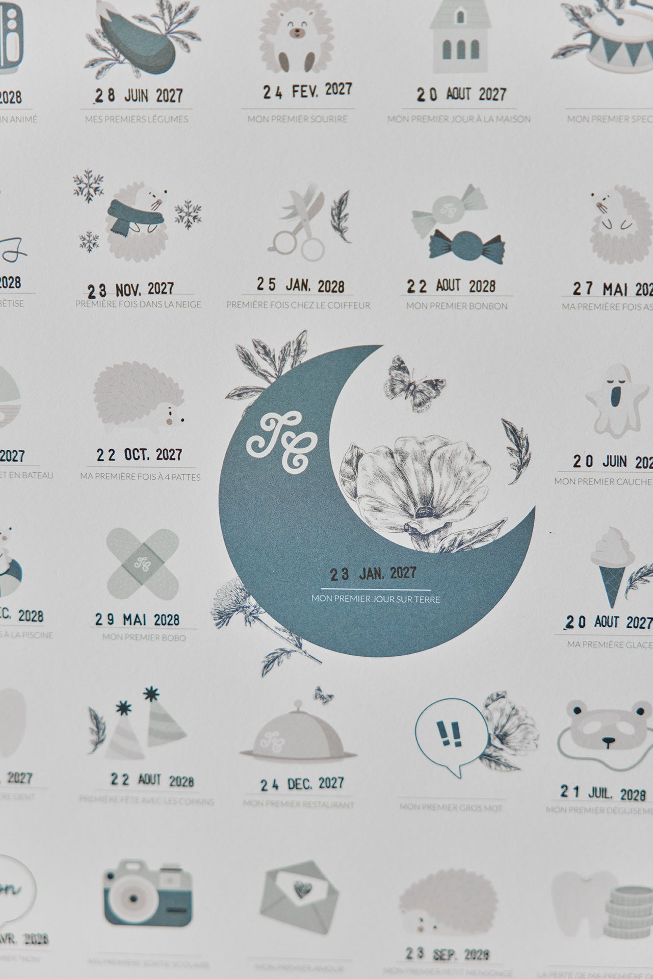 Poster stampato personalizzabile Toile de Jouy Blu - Piccoli appuntamenti x Tartine et Chocolat