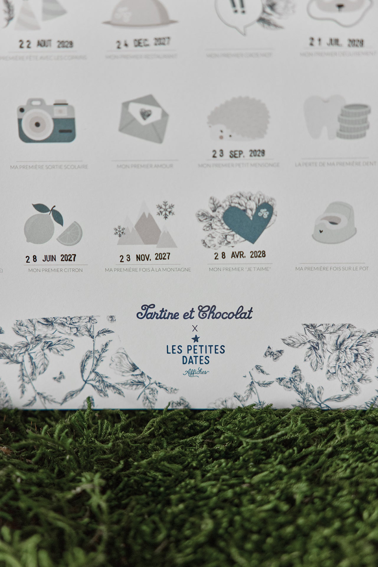 Poster stampato personalizzabile Toile de Jouy Blu - Piccoli appuntamenti x Tartine et Chocolat