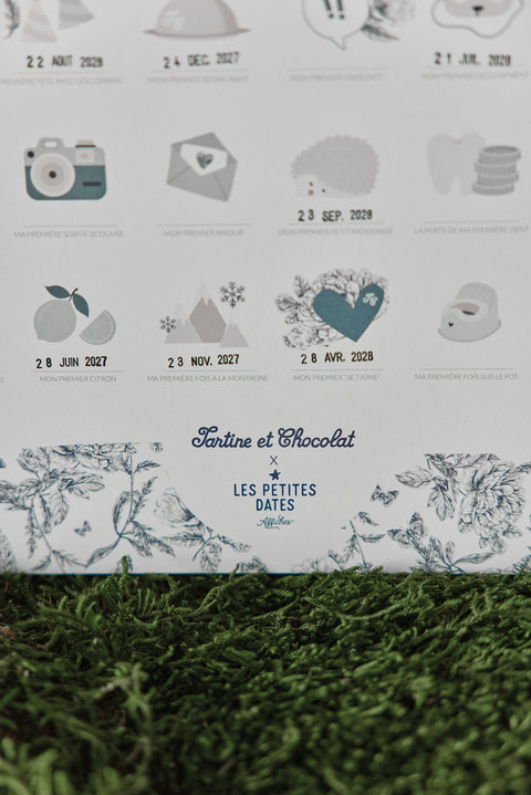 Poster stampato personalizzabile Toile de Jouy Blu - Piccoli appuntamenti x Tartine et Chocolat - Image principale