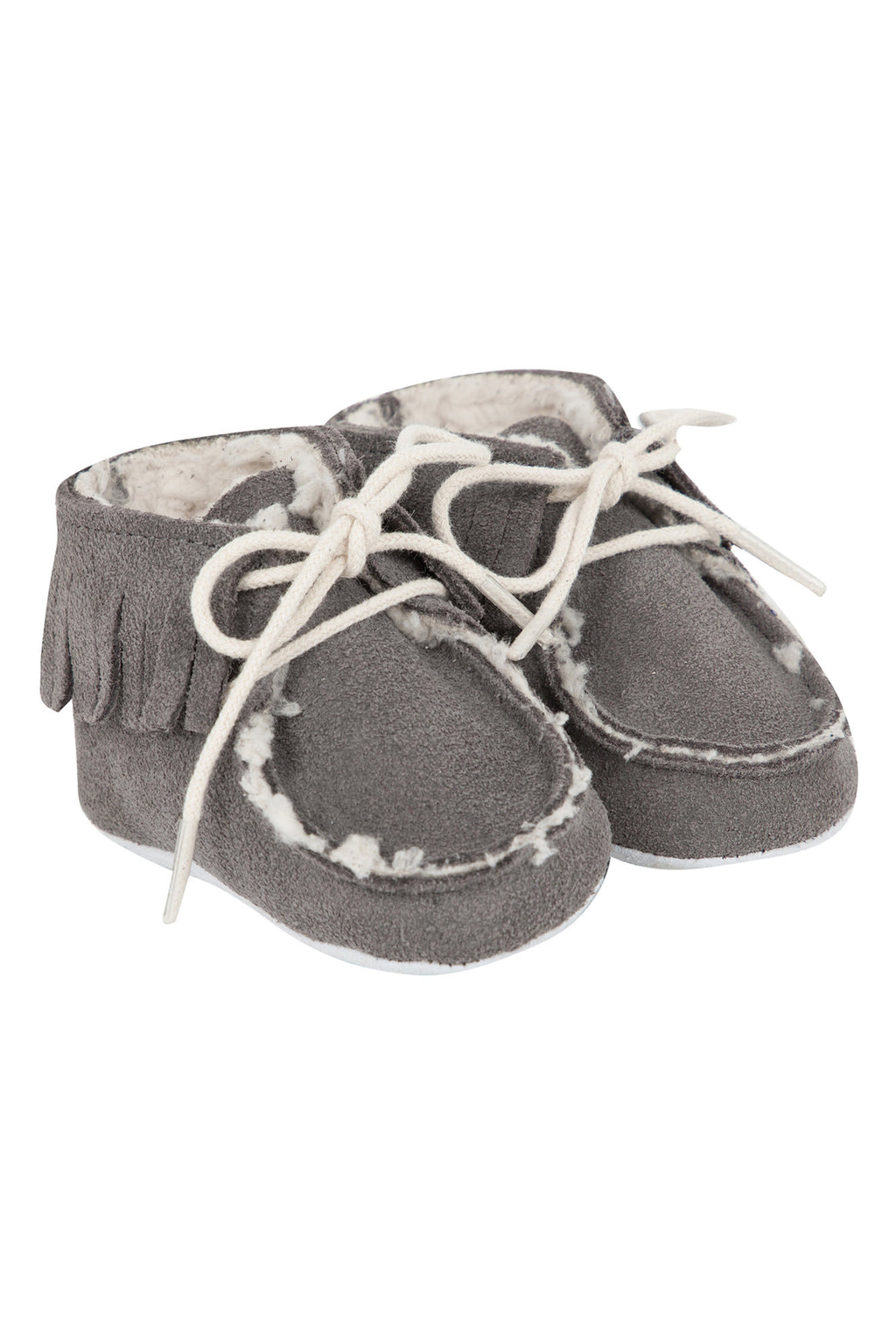 Slippers - Grey hunched at Fringed Made In France