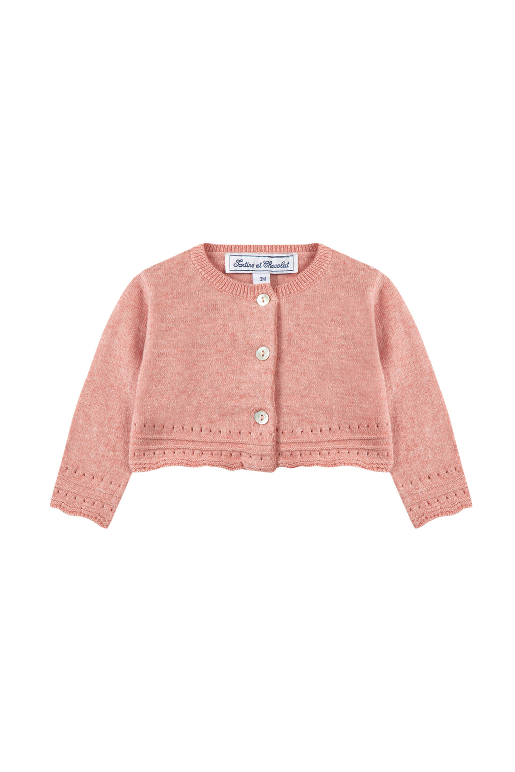 Cardigan - Pink medium cotton Wool