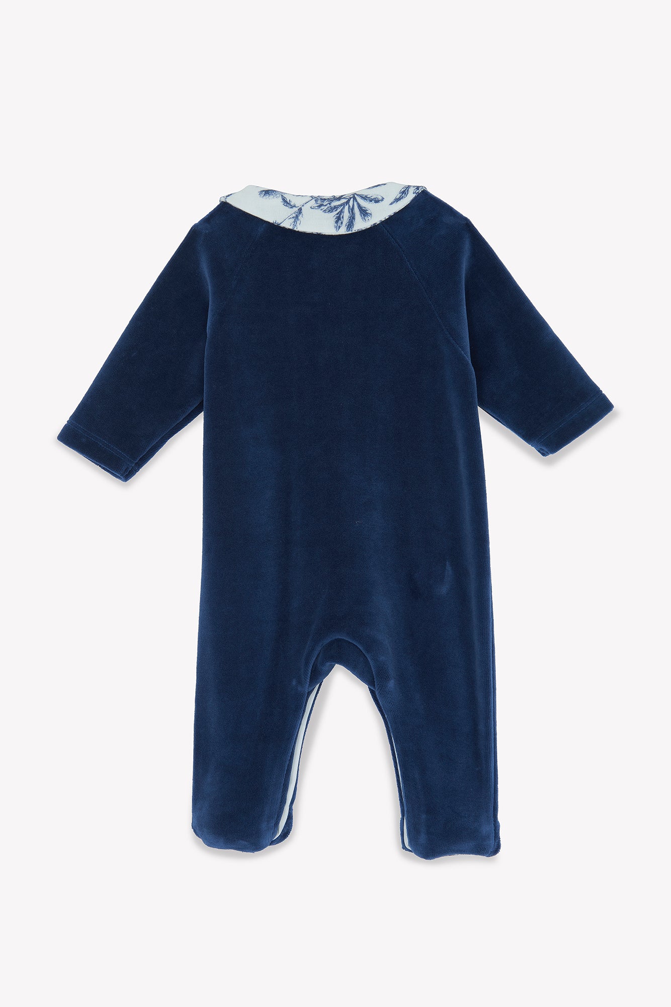 Pyjama - Bleu velours imprimé inspiration toile de jouy